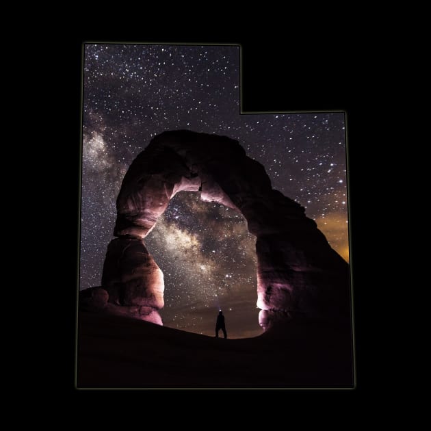 Utah State Outline - Delicate Arch in Arches National Park by gorff