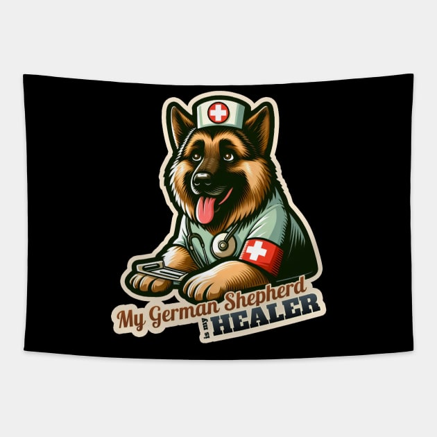 German Shepherd nurse Tapestry by k9-tee