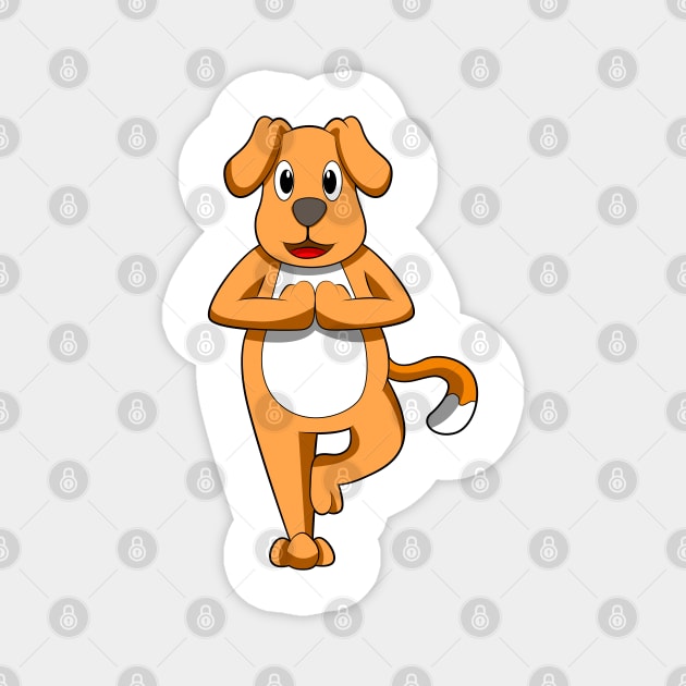 Dog at Yoga Stretching exercises Magnet by Markus Schnabel