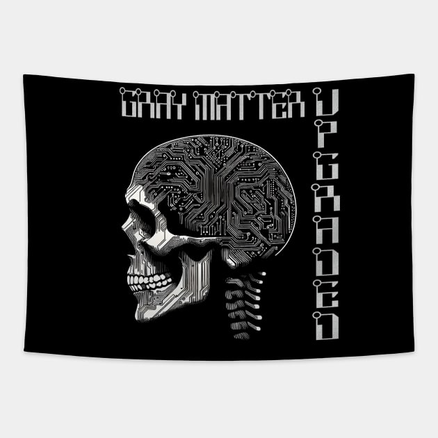 AI Circuit Board Brain Skull Tapestry by MetalByte