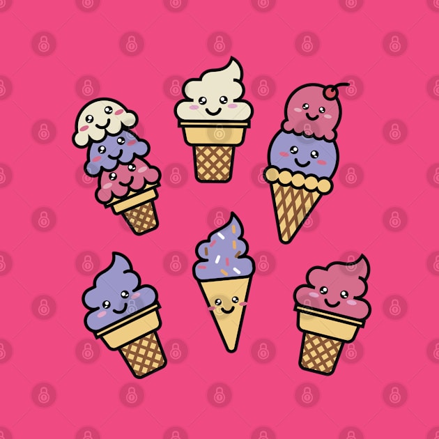 Kawaii Ice Cream Pattern by latheandquill