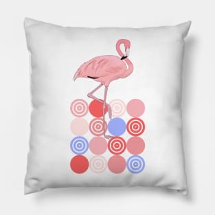 Retro Dots Shapes Midcentury Modern Flamingo Pillow