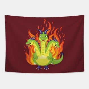 Three headed dragon with fire Tapestry