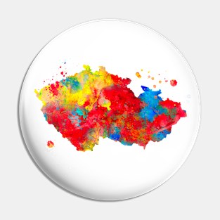 Czech Republic Map Watercolor Painting Pin