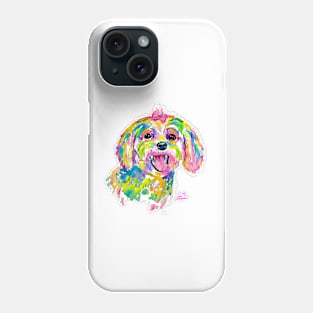 Maltese or Bichon Frise painting Phone Case