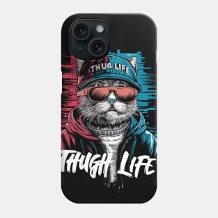 Thug Life Cat Design in Bold Colors Phone Case