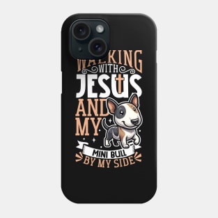 Jesus and dog - Miniature Bull Terrier Phone Case