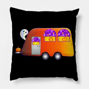 Halloween Haunted Pumpkin Trailer Pillow