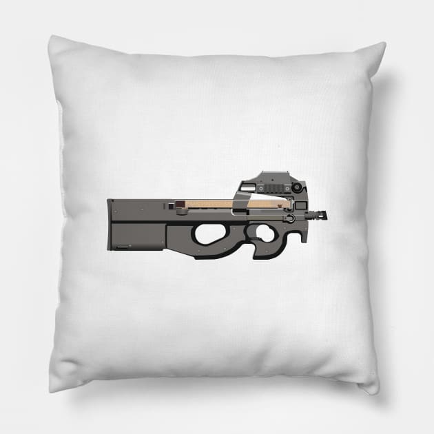 P90 Compact Submachine Gun Pillow by NorseTech