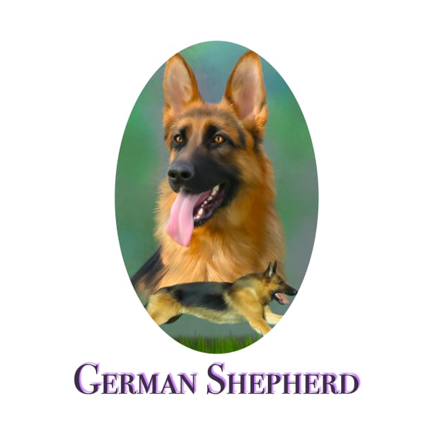 German Shepherd Breed Art With NamePlate by BHDigitalArt