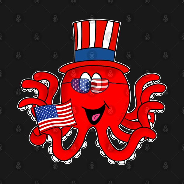 4th July Octopus American Flag USA by doodlerob