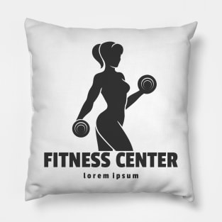 Training Woman Fitness Center Emblem Pillow