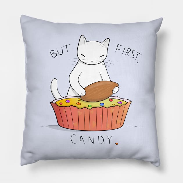 Almond Candy Cat Pillow by runcatrun