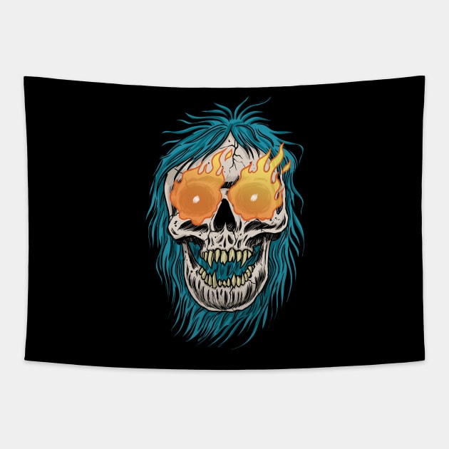 Horror Skull with Faming Eyes Tapestry by AtomicMadhouse