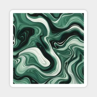 Emerald green suminagashi marble pattern Magnet