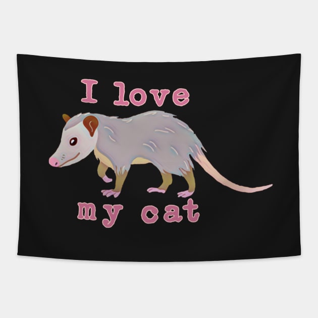 I Love My Cat Tapestry by funhousejen