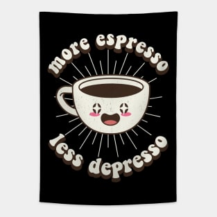 More Espresso Less Depresso Kawaii Coffee Tapestry