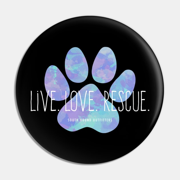 Live Love Rescue Blue Dog Paw Pin by cottoncanvas