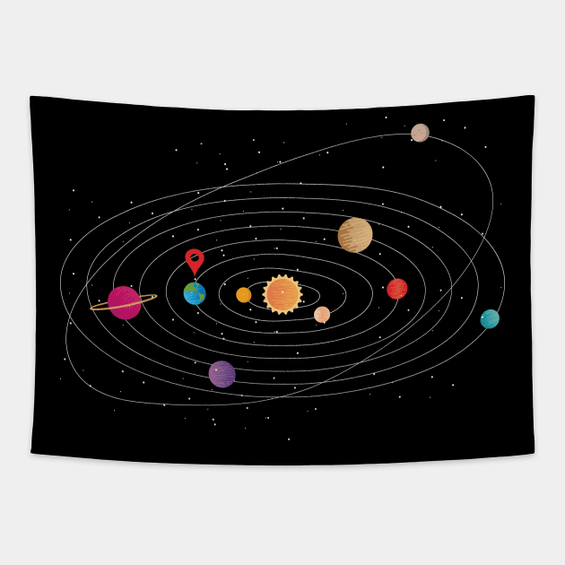 Solarsytem Cosmos Planet Orbits Universe cosmology Tapestry by OfCA Design