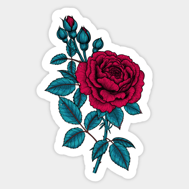 Red Rose Rose Sticker Teepublic