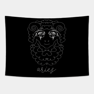 Aries Zodiac March April Retrofuturistic Birthday Astrology Tapestry