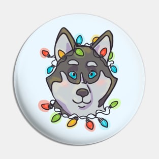 Holiday Husky Pin