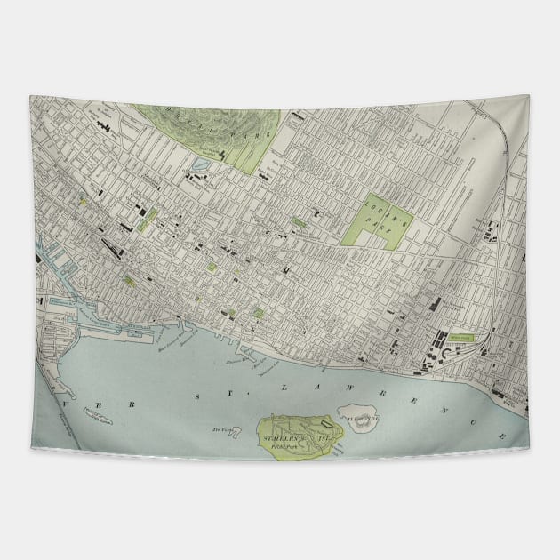 Vintage Map of Montreal (1901) Tapestry by Bravuramedia