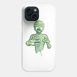 Funny Science Cartoon - Alien Visitor Holding Pipette PCR Phone Case