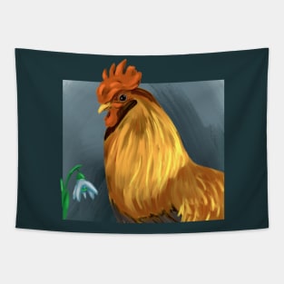 Rooster and snowdrop flower Tapestry