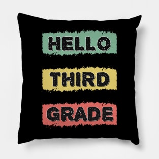 Hello Third Grade Cute Back to School RETRO Gift for Kids and Teachers Pillow