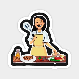 A cartoon of a chef smiling Magnet