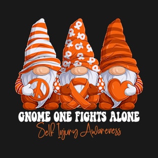 Funny Gnomies Self Injury Awareness Month Orange Ribbon Gift Idea T-Shirt