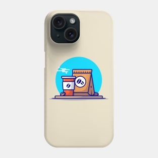 Coffee Cup And Coffee Pack Cartoon Vector Icon Illustration Phone Case
