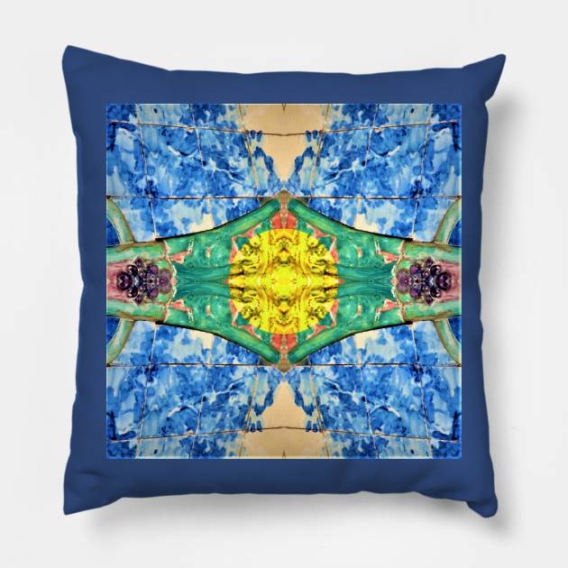 Art-Nouveau Tiles Mandala Pillow by Gilded Age