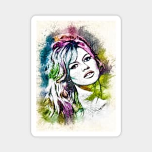 Beautiful Brigitte Bardot Color Portrait Watercolor Fan Art Tribute Magnet