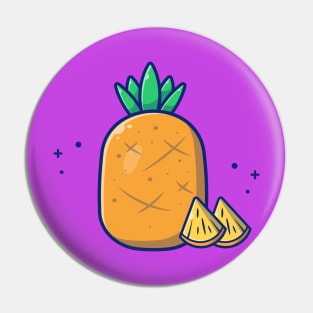 Pineapple And Slices Of Pineapple Cartoon Pin