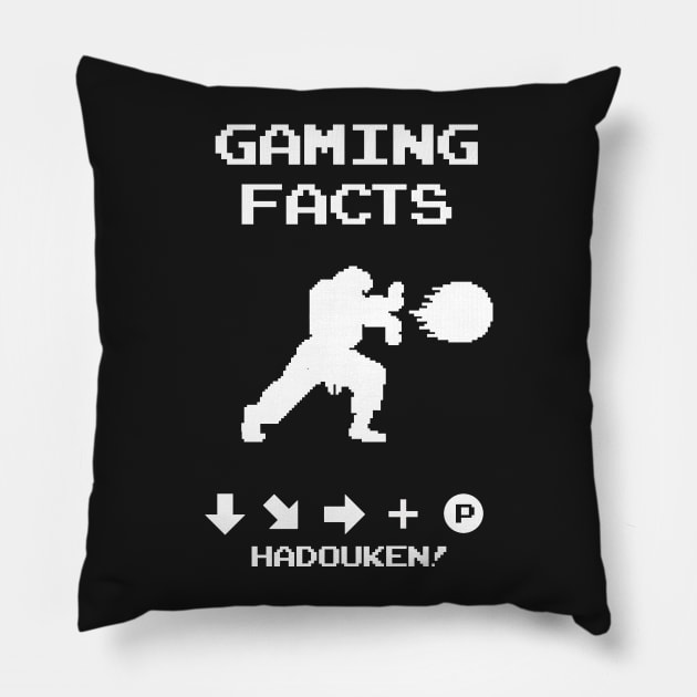 Gaming Facts Hadouken Pillow by RetroFreak