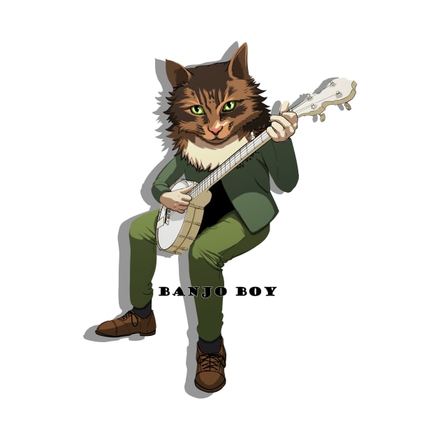 Banjo Boy Cat - With Text - Small Print Version by Cptninja