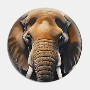 Elephant Portrait Oil Painting Art Pin