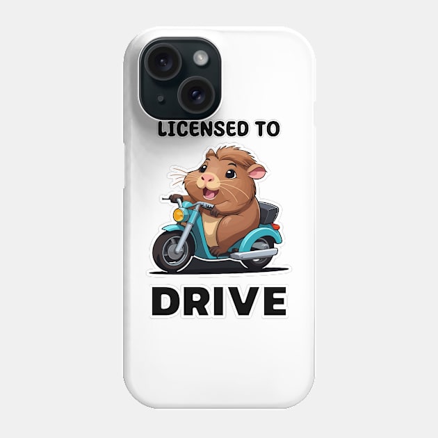 Licensed to Drive - Funny Guinea Pig on Moped Phone Case by IDesign23