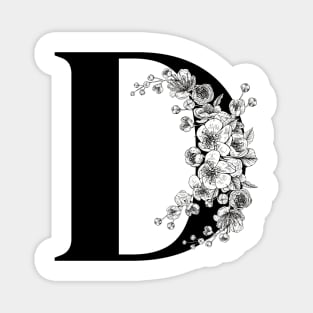 D alphabet Botanical cherry blossom sakura flowers Magnet