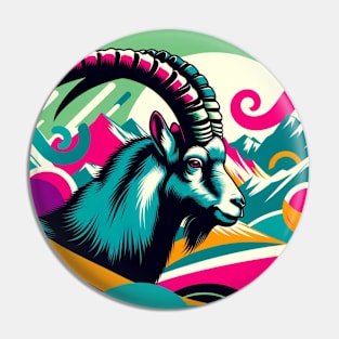 Mountain Majesty - Pop Art Alpine Ibex Pin