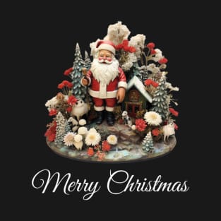 Festive Santa - Traditional Winter Scene Christmas Diorama T-Shirt