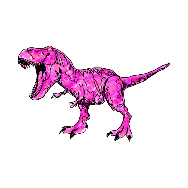 Pink Line Drawing Dinosaur by KatieMorrisArt