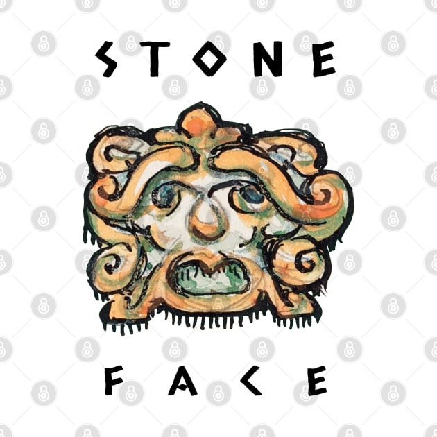 Stone Head Vintage Sculpture Face by KewaleeTee