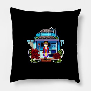 vintage pixel house Pillow