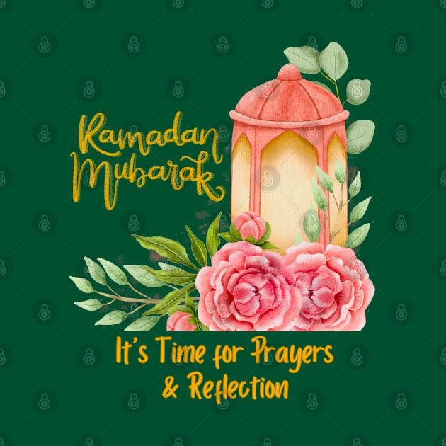 RAMADAN MUBARAK, A time for prayers and reflections. Lantern and roses design. by KIRBY-Z Studio