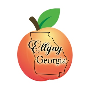 Ellijay Georgia State Outline on Peach T-Shirt