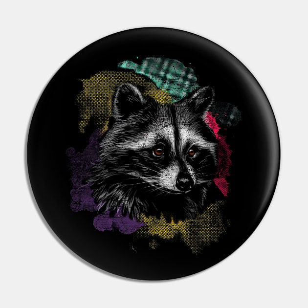 Raccoon Colorful Trash Panda Pin by ShirtsShirtsndmoreShirts