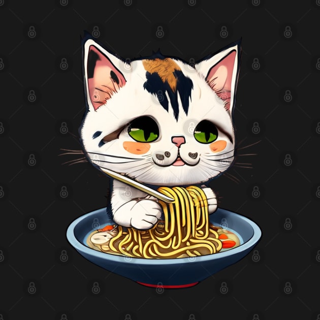 Cute cat eating ramen by 365inspiracji